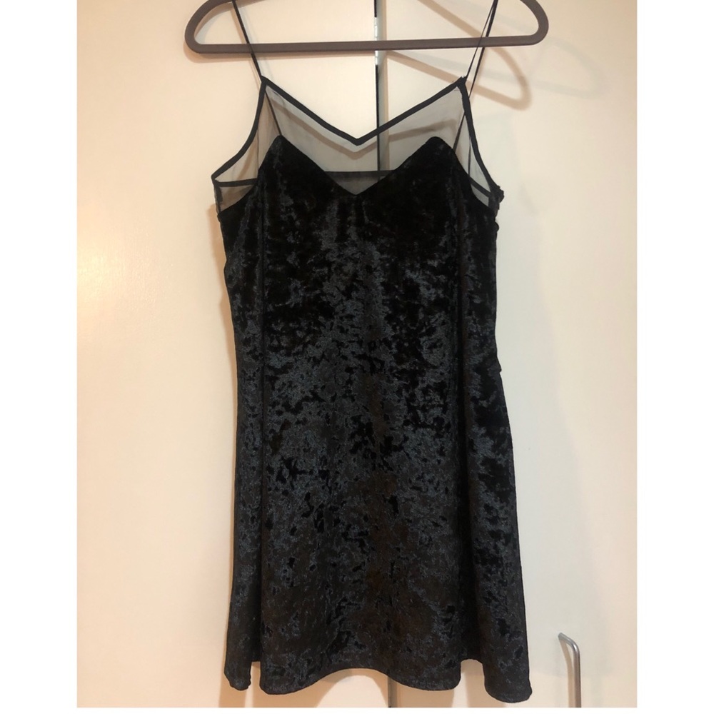 Lulu Black Velvet Dress; silk lining, thin strap